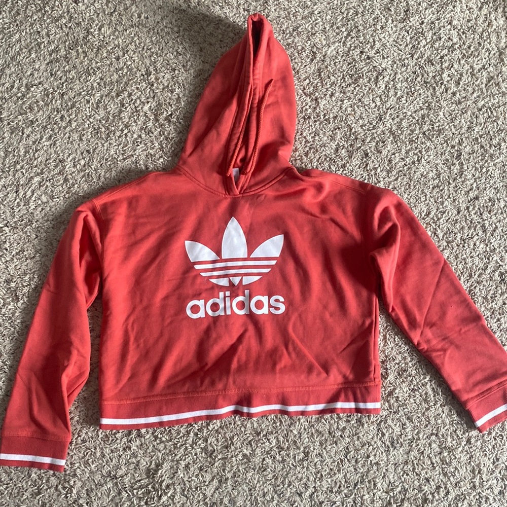 Women’s coral adidas cropped sweatshirt
